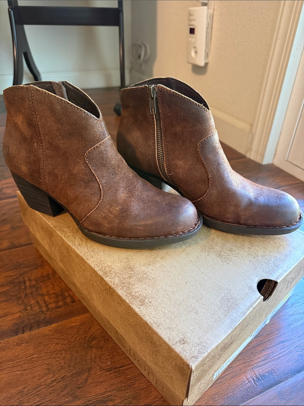 NMT Born Women’s Rust Tobacco Distressed Ankle Booties with Side Zip
